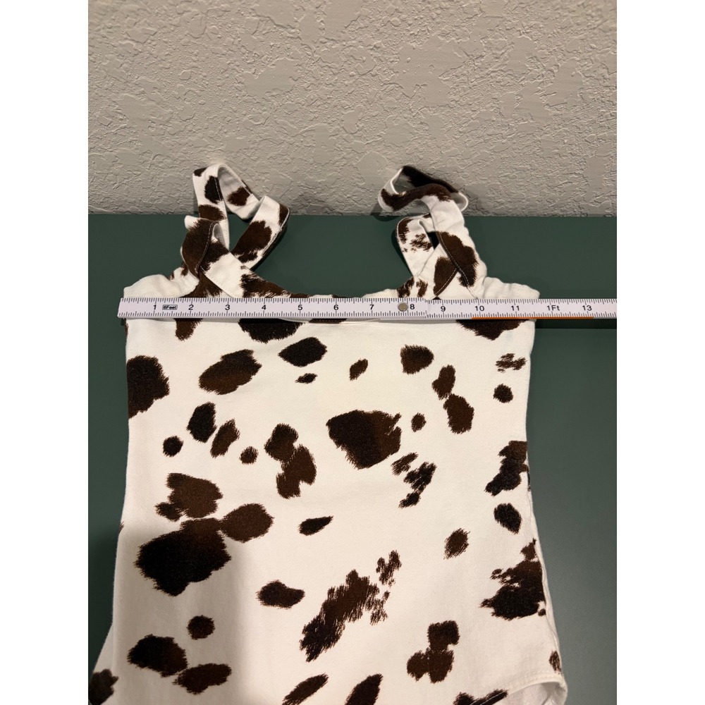 Forever 21 Brown White Cow Print Bodysuit Sleeveless Scoop Neck Small - Picture 4 of 5